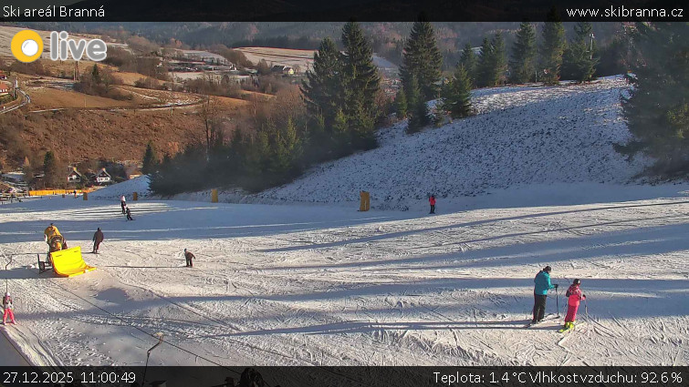Ski areál Branná - Ski Branná - horní kamera - 27.12.2025 v 11:00