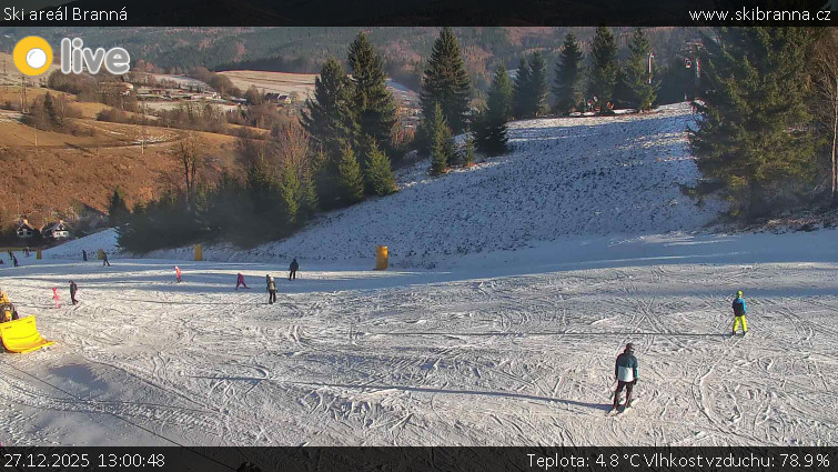 Ski areál Branná - Ski Branná - horní kamera - 27.12.2025 v 13:00