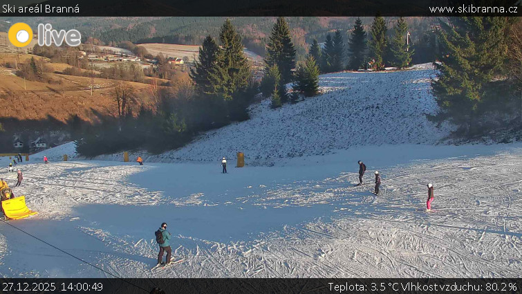 Ski areál Branná - Ski Branná - horní kamera - 27.12.2025 v 14:00