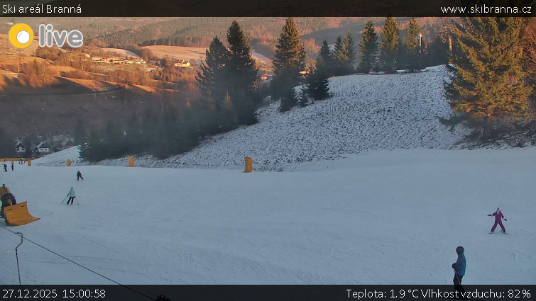Ski areál Branná - Ski Branná - horní kamera - 27.12.2025 v 15:00