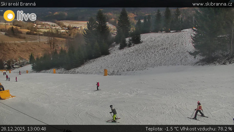 Ski areál Branná - Ski Branná - horní kamera - 28.12.2025 v 13:00