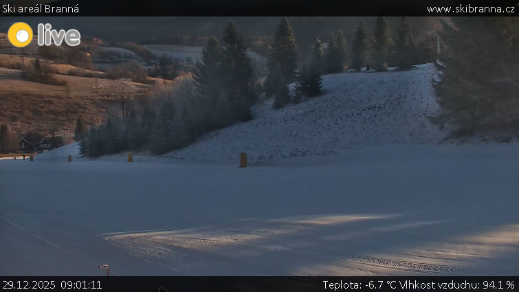 Ski areál Branná - Ski Branná - horní kamera - 29.12.2025 v 09:01