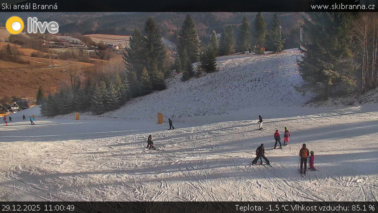 Ski areál Branná - Ski Branná - horní kamera - 29.12.2025 v 11:00