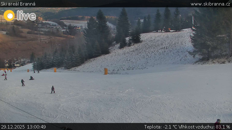 Ski areál Branná - Ski Branná - horní kamera - 29.12.2025 v 13:00
