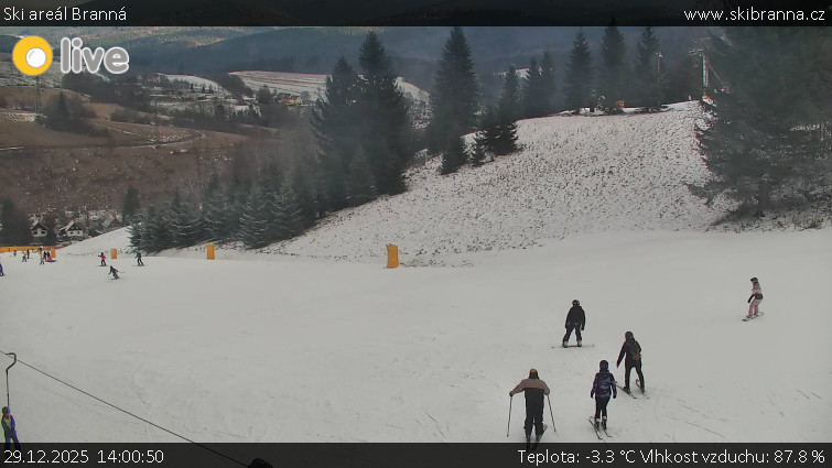 Ski areál Branná - Ski Branná - horní kamera - 29.12.2025 v 14:00