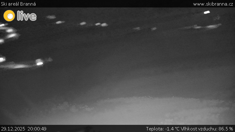 Ski areál Branná - Ski Branná - horní kamera - 29.12.2025 v 20:00