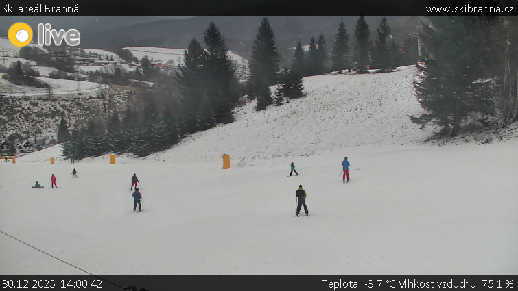 Ski areál Branná - Ski Branná - horní kamera - 30.12.2025 v 14:00