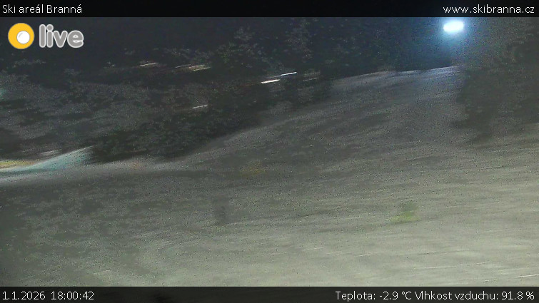Ski areál Branná - Ski Branná - horní kamera - 1.1.2026 v 18:00