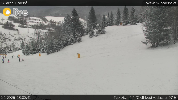 Ski areál Branná - Ski Branná - horní kamera - 2.1.2026 v 13:00