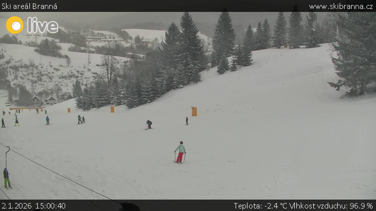 Ski areál Branná - Ski Branná - horní kamera - 2.1.2026 v 15:00