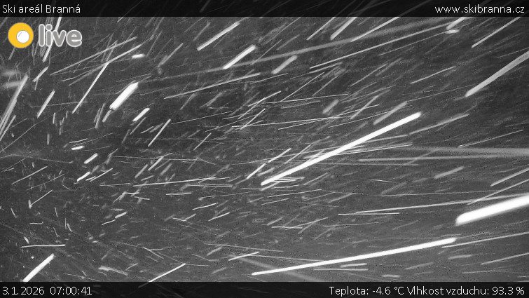 Ski areál Branná - Ski Branná - horní kamera - 3.1.2026 v 07:00