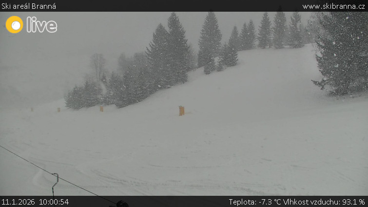 Ski areál Branná - Ski Branná - horní kamera - 11.1.2026 v 10:00