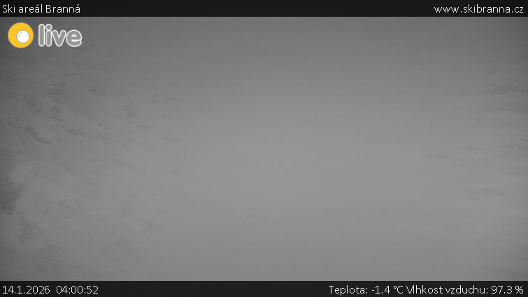 Ski areál Branná - Ski Branná - horní kamera - 14.1.2026 v 04:00