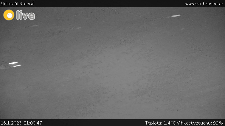 Ski areál Branná - Ski Branná - horní kamera - 16.1.2026 v 21:00