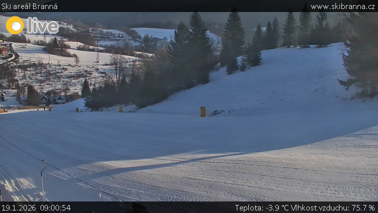 Ski areál Branná - Ski Branná - horní kamera - 19.1.2026 v 09:00