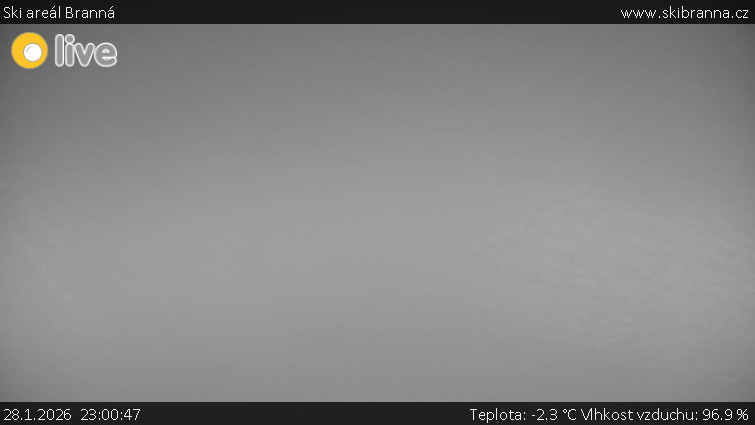 Ski areál Branná - Ski Branná - horní kamera - 28.1.2026 v 23:00