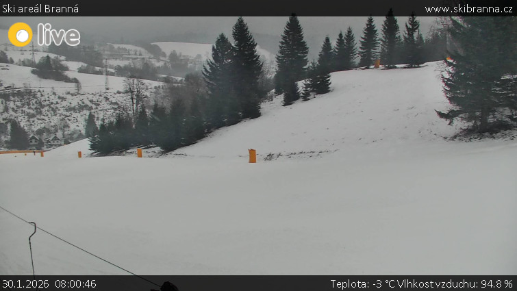 Ski areál Branná - Ski Branná - horní kamera - 30.1.2026 v 08:00