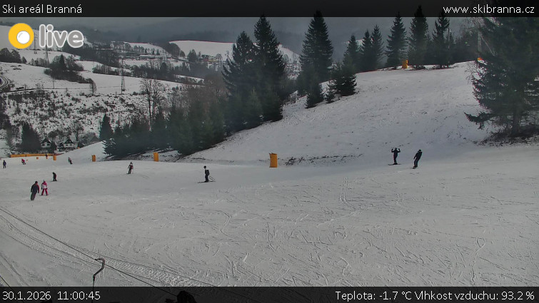 Ski areál Branná - Ski Branná - horní kamera - 30.1.2026 v 11:00