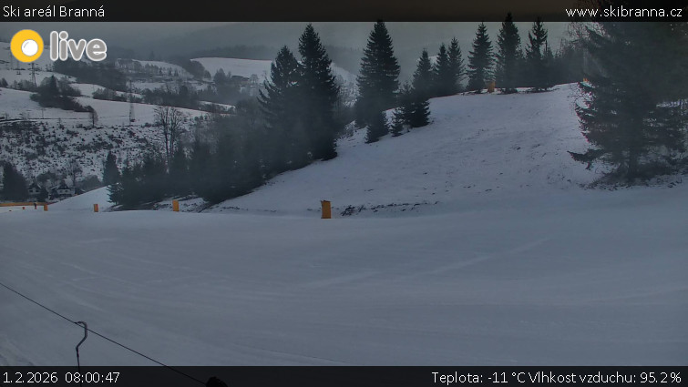 Ski areál Branná - Ski Branná - horní kamera - 1.2.2026 v 08:00