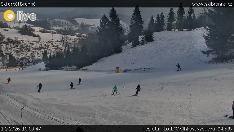 Ski areál Branná - Ski Branná - horní kamera - 1.2.2026 v 10:00