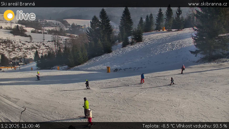 Ski areál Branná - Ski Branná - horní kamera - 1.2.2026 v 11:00