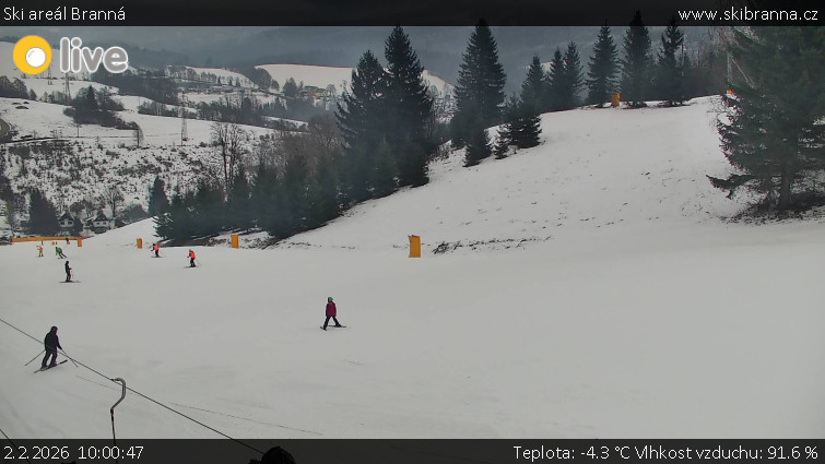 Ski areál Branná - Ski Branná - horní kamera - 2.2.2026 v 10:00