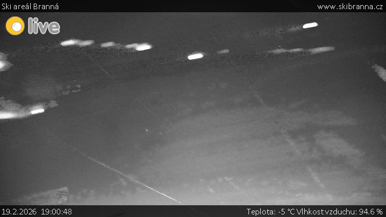 Ski areál Branná - Ski Branná - horní kamera - 19.2.2026 v 19:00