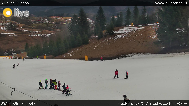 Ski areál Branná - Ski Branná - horní kamera - 25.2.2026 v 10:00
