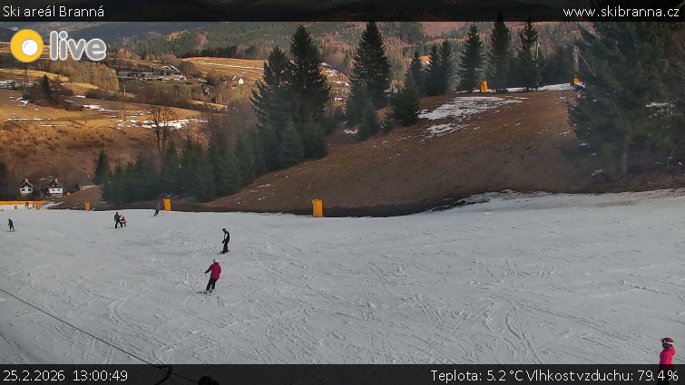Ski areál Branná - Ski Branná - horní kamera - 25.2.2026 v 13:00
