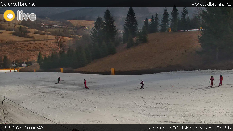 Ski areál Branná - Ski Branná - horní kamera - 13.3.2026 v 10:00