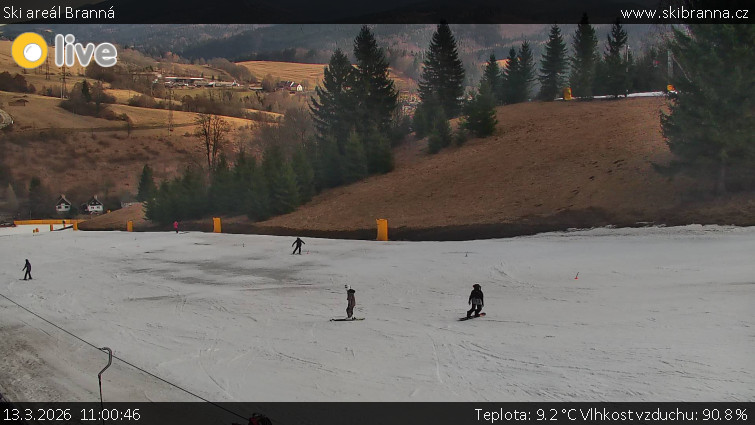 Ski areál Branná - Ski Branná - horní kamera - 13.3.2026 v 11:00
