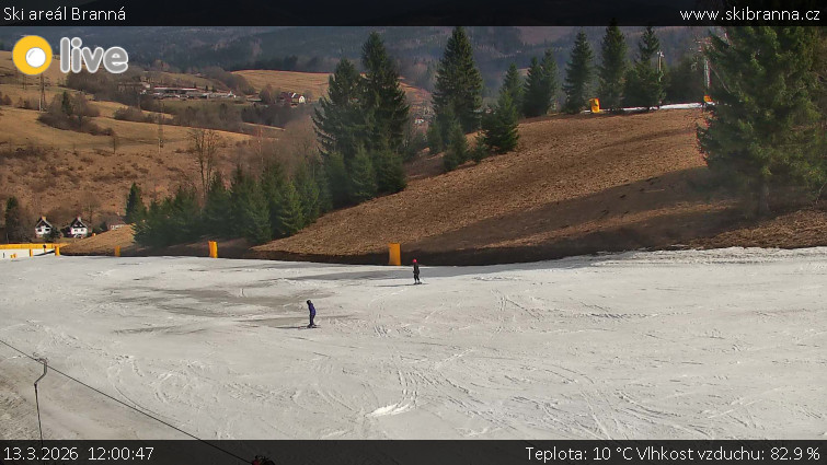 Ski areál Branná - Ski Branná - horní kamera - 13.3.2026 v 12:00