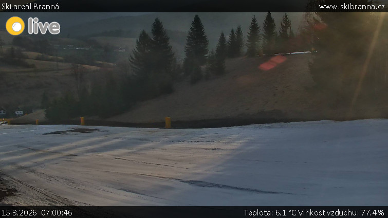Ski areál Branná - Ski Branná - horní kamera - 15.3.2026 v 07:00