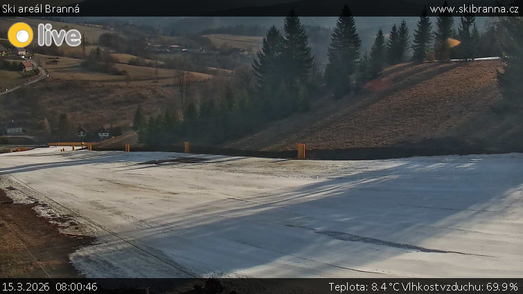 Ski areál Branná - Ski Branná - horní kamera - 15.3.2026 v 08:00