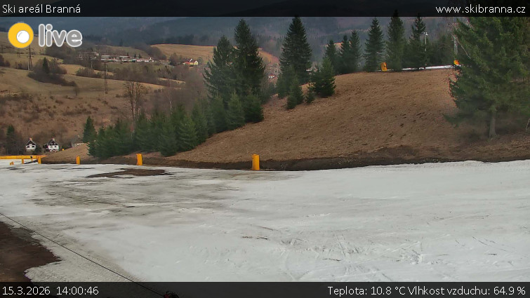 Ski areál Branná - Ski Branná - horní kamera - 15.3.2026 v 14:00