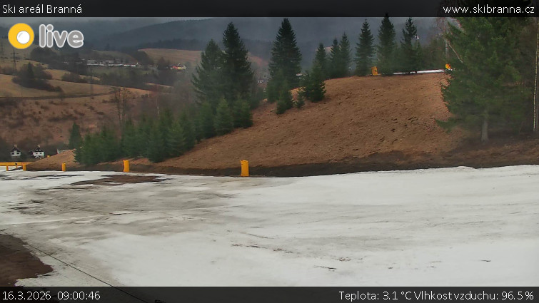Ski areál Branná - Ski Branná - horní kamera - 16.3.2026 v 09:00