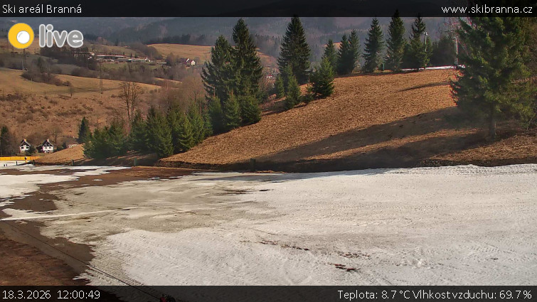 Ski areál Branná - Ski Branná - horní kamera - 18.3.2026 v 12:00