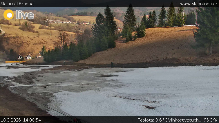 Ski areál Branná - Ski Branná - horní kamera - 18.3.2026 v 14:00