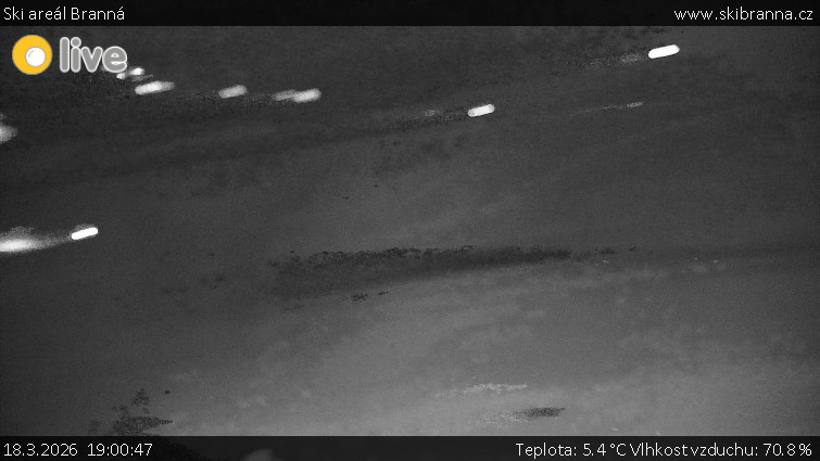 Ski areál Branná - Ski Branná - horní kamera - 18.3.2026 v 19:00