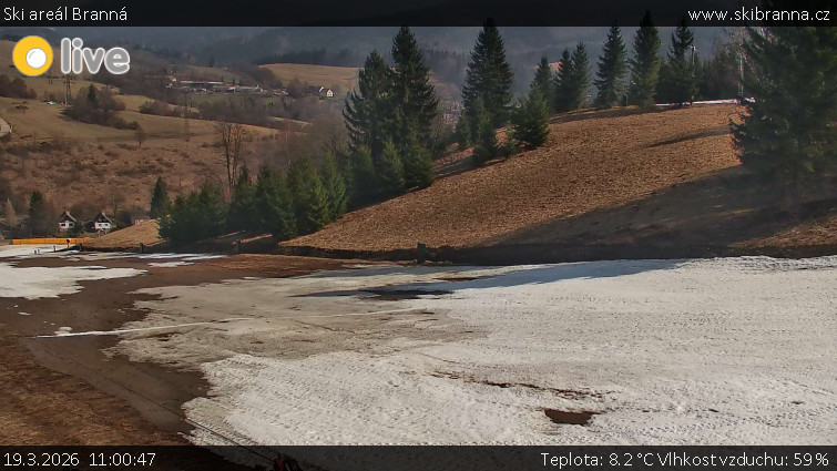 Ski areál Branná - Ski Branná - horní kamera - 19.3.2026 v 11:00
