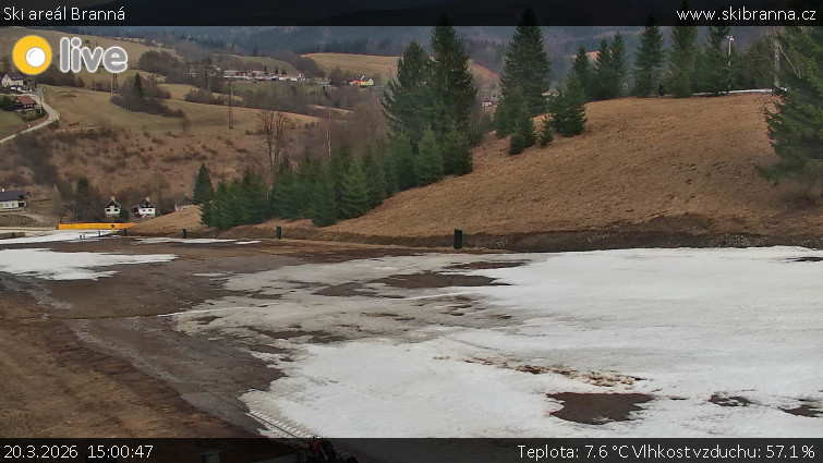 Ski areál Branná - Ski Branná - horní kamera - 20.3.2026 v 15:00