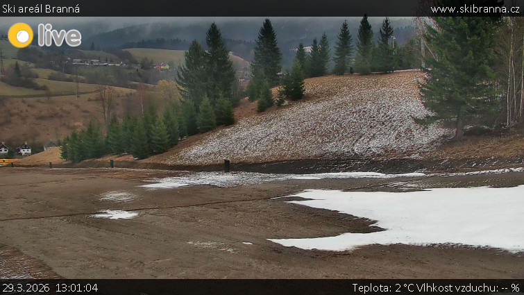 Ski areál Branná - Ski Branná - horní kamera - 29.3.2026 v 13:01