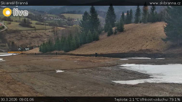 Ski areál Branná - Ski Branná - horní kamera - 30.3.2026 v 09:01