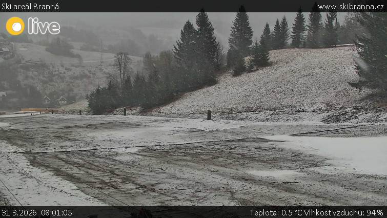 Ski areál Branná - Ski Branná - horní kamera - 31.3.2026 v 08:01