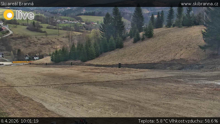 Ski areál Branná - Ski Branná - horní kamera - 8.4.2026 v 10:01