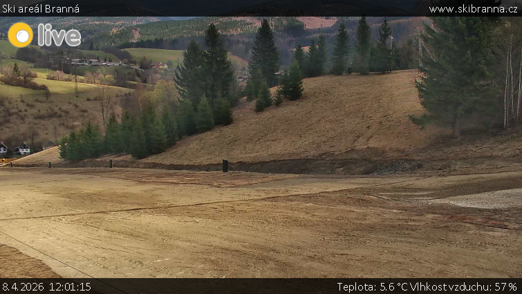Ski areál Branná - Ski Branná - horní kamera - 8.4.2026 v 12:01