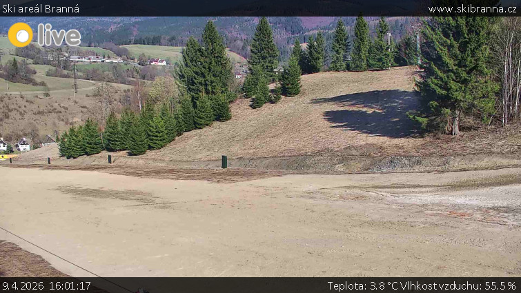 Ski areál Branná - Ski Branná - horní kamera - 9.4.2026 v 16:01