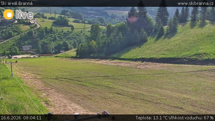 Ski areál Branná - Ski Branná - horní kamera - 16.6.2026 v 08:04