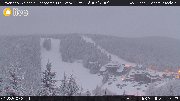 Červenohorské sedlo - Panorama Jižní svahy, Hotel, Nástup "Žlutá" - 3.1.2026 v 07:30