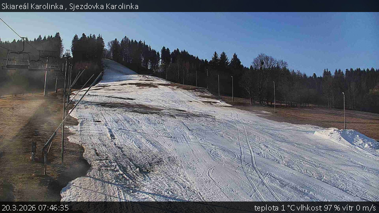 Skiareál Karolinka  - Sjezdovka Karolinka - 20.3.2026 v 07:46
